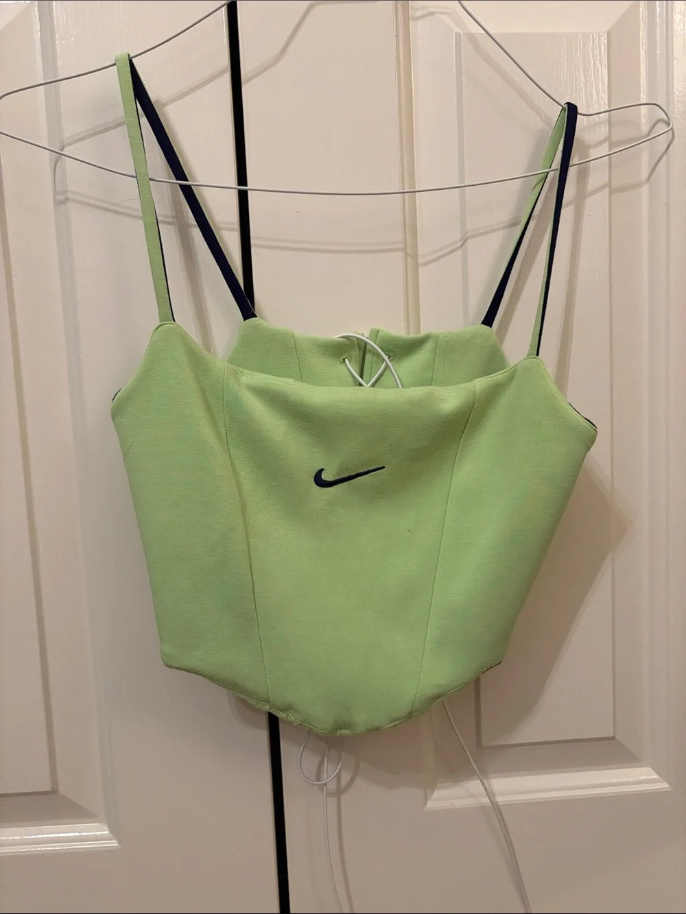 Recycled Nike Lime Green & Navy Corset Crop Top - Picture 3 of 4